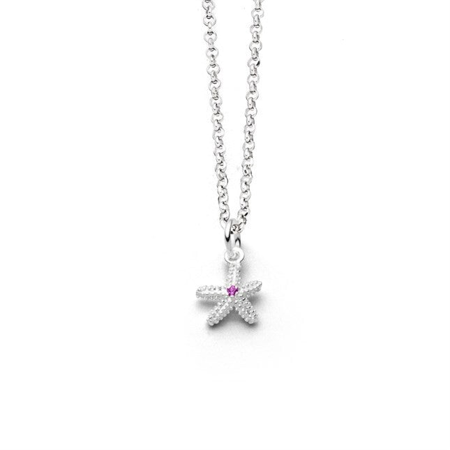 DUR Schmuck 925 Silber Kette "Seestern 2.0" pink ca.45 cm lang K3052