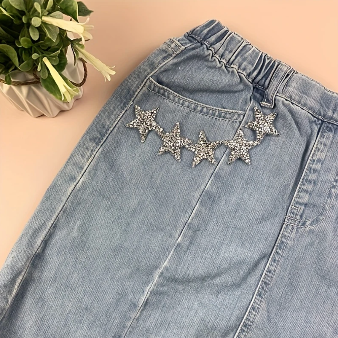 4cm Strass Stern Glitzer AB Patches zum Aufbügeln DIY Bügelbild für Kleidung