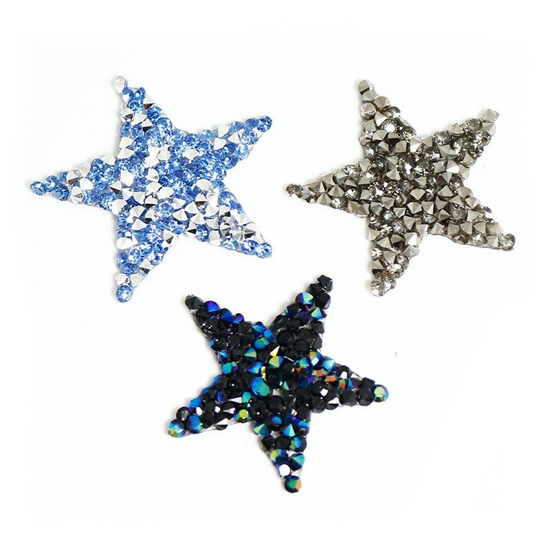 4cm Strass Stern Glitzer AB Patches zum Aufbügeln DIY Bügelbild für Kleidung