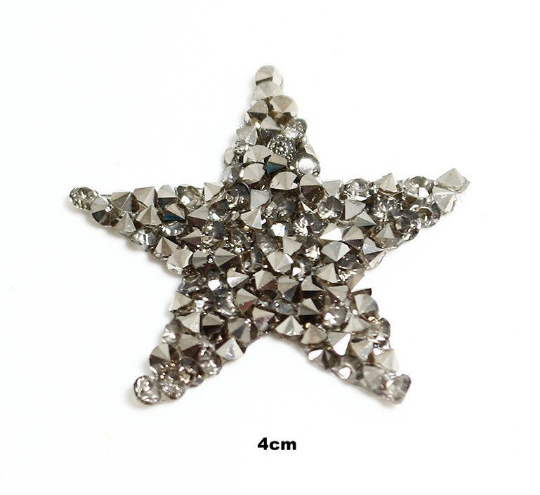 4cm Strass Stern Glitzer AB Patches zum Aufbügeln DIY Bügelbild für Kleidung