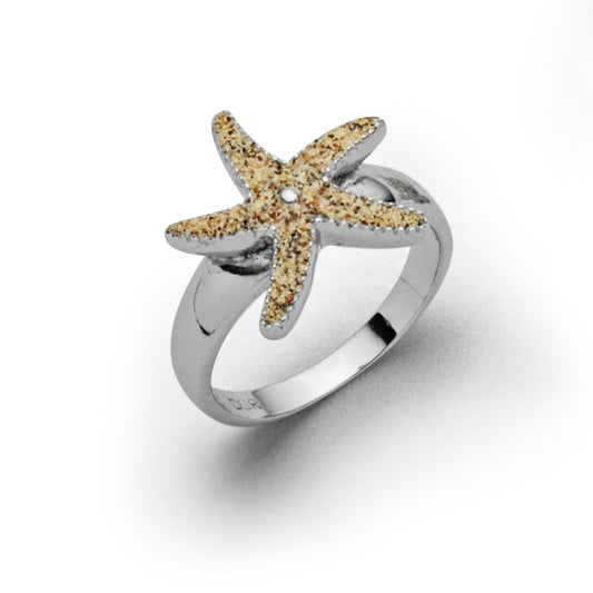 DUR 925 Silber Schmuck Ring "Seestern" mit Strandsand R4595 NEU