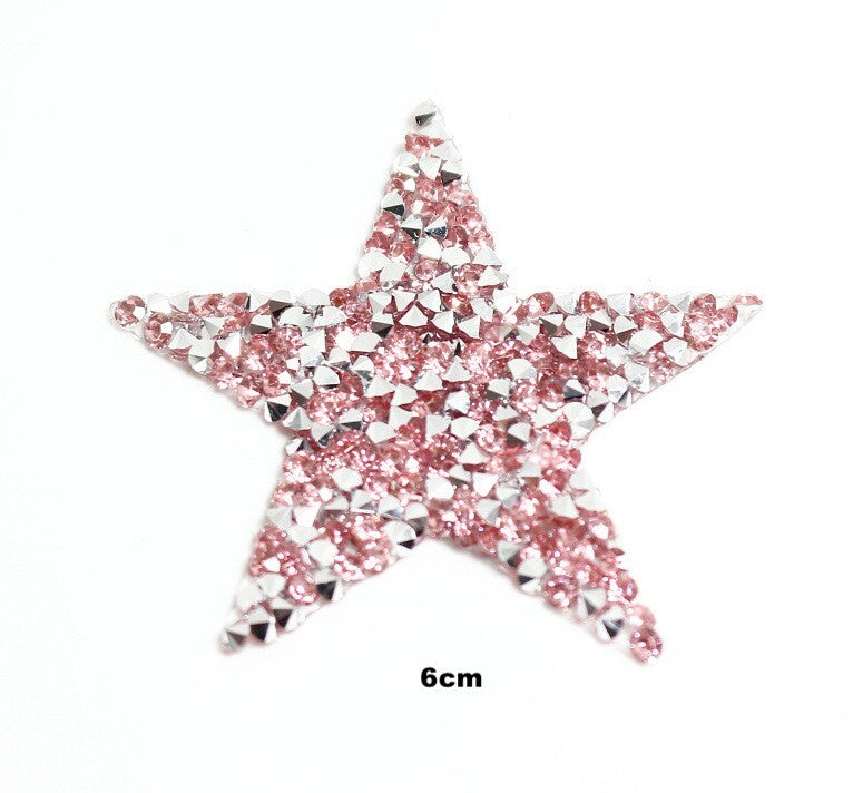 6cm Strass Stern Glitzer AB Patches zum Aufbügeln DIY Bügelbild für Kleidung